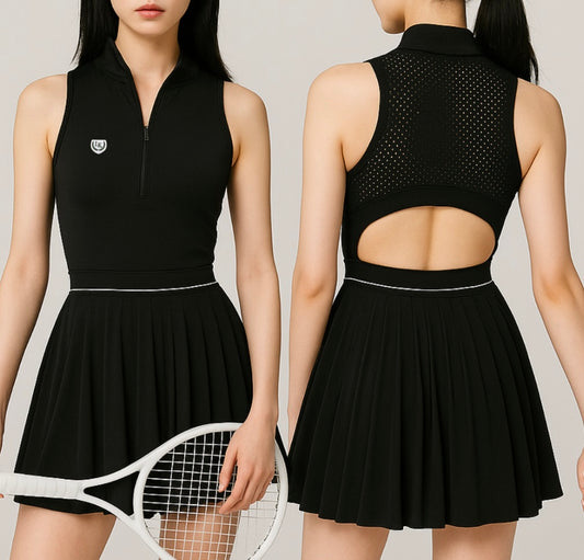 氣質開背百褶網球洋裝